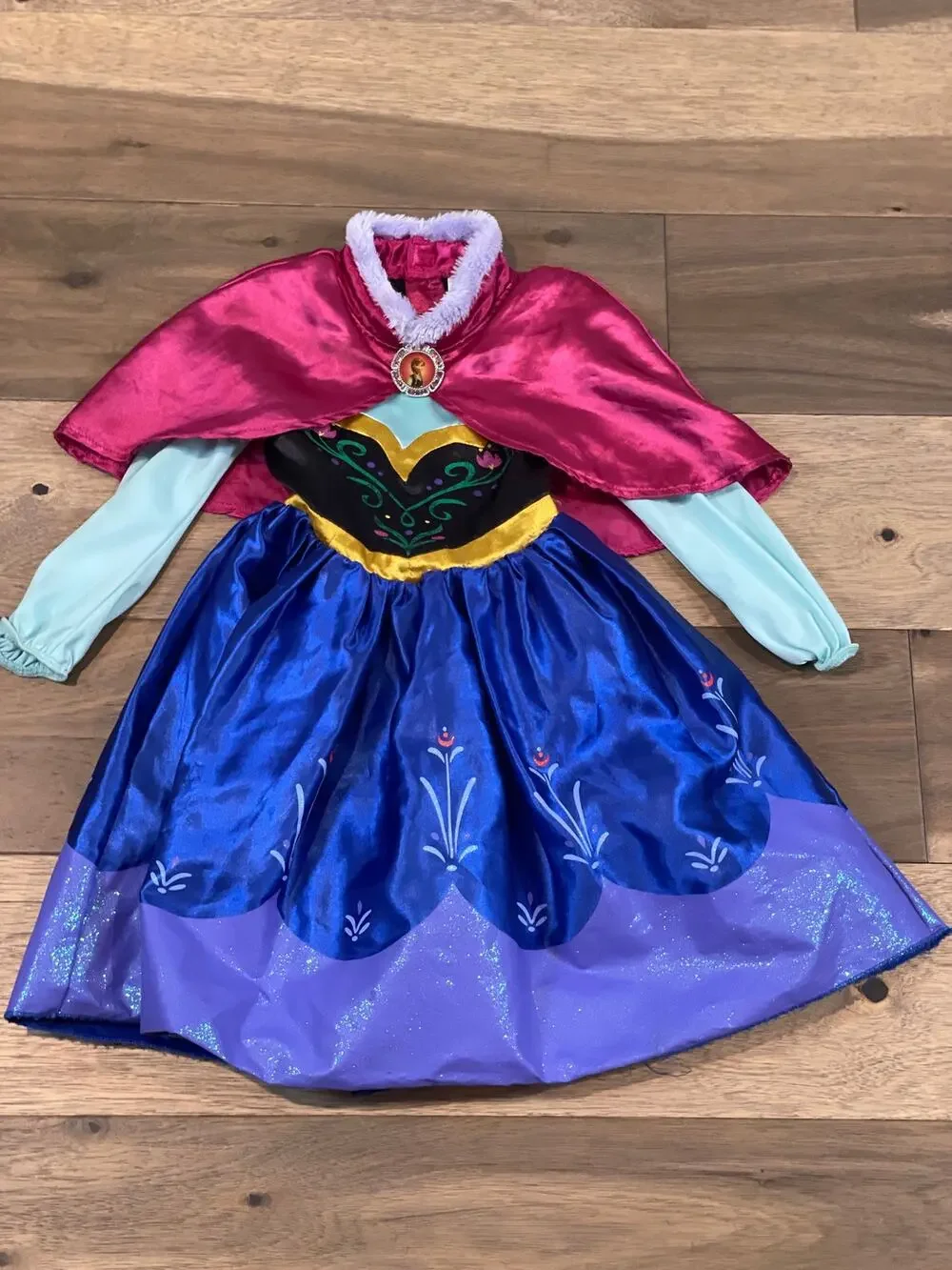 Disney Store Anna Dress Size 2 Burgundy and Blue